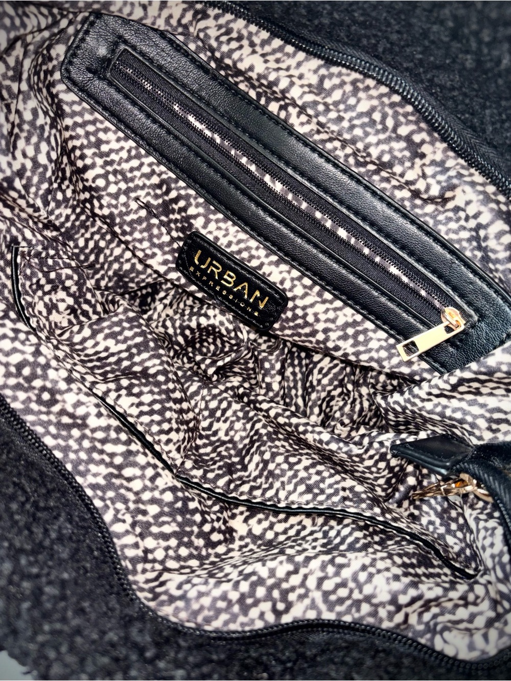 Black Teddy Tote Gold Chain Shoulder Bag Quiet Luxury Style Urban Expressions - Picture 6 of 7